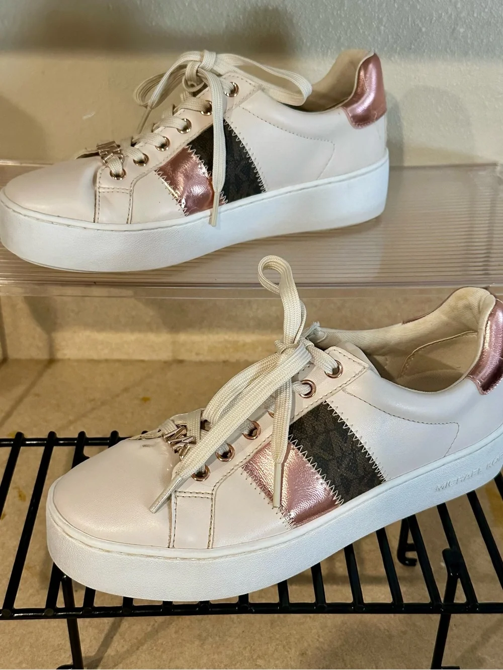 Michael Kors cream leather sneakers